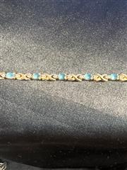 Blue Topaz Gold-Diamond & Stone Bracelet 24 Diamonds .60 Carat T.W.